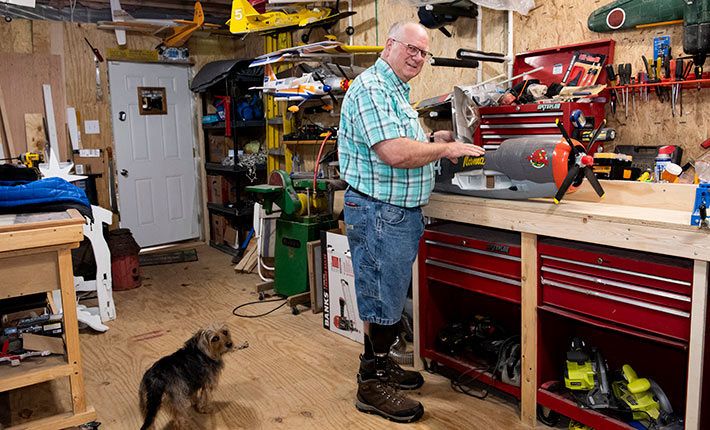 Kevin Beck, in his workshop.